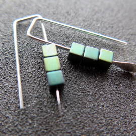 small hematite earrings. green jewelry. geometric jewellery. Canadian seller. 1 inch earrings.