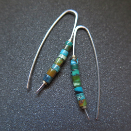 natural turquoise earrings. December birthstone jewelry in sterling silver. genuine turquoise jewellery.