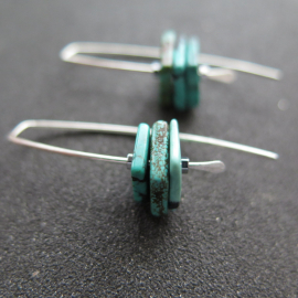 turquoise earrings. sterling silver earrings. December birthstone jewelry. natural turquoise gemstones.