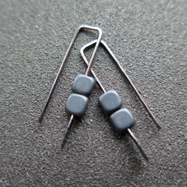 small gunmetal grey and black earrings. matte hematite jewelry.