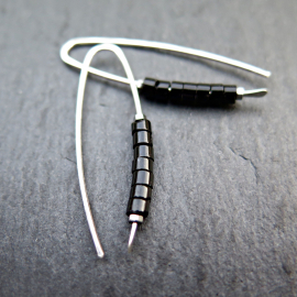 black onyx earrings. modern stone jewelry. natural black onyx gemstones. simple black earrings.