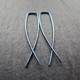 blue niobium earrings. modern hypoallergenic jewelry. nickel free earrings for sensitive ears