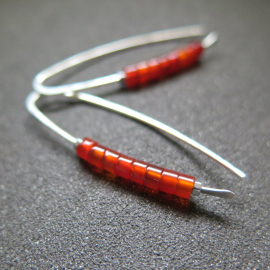 orange carnelian earrings. modern artisan jewelry. gemstone jewelry from Canada