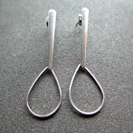 modern stainless steel earrings. contemporary hypoallergenic jewelry. silver teardrop earrings. made in Canada