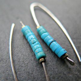 genuine turquoise earrings with natural stones in robins egg blue. modern turquoise jewelry. made in Canada