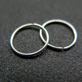 small silver hoop earrings. 12 mm sterling silver sleeper hoops. 20 gauge wire.