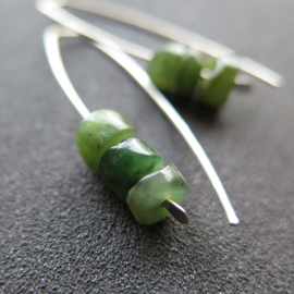 Canadian jade earrings. green jade jewelry. sterling silver jewellery.