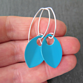modern turquoise earrings. anodized aluminum jewelry. sterling silver ear wire. splurge.