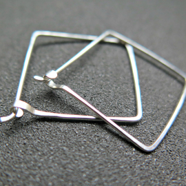 sterling silver hoops. 1 inch square earrings. geometric jewelry. splurge. available in niobium wire