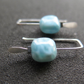 natural larimar earrings. small blue stone earrings. handmade in Calgary by splurge
