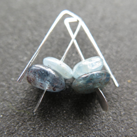 small blue kyanite earrings. natural stone jewelry. small silver earrings. splurge. Calgary Alberta