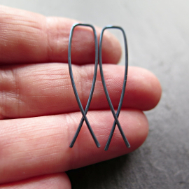 blue niobium earrings. modern hypoallergenic jewelry. nickel free earrings for sensitive ears