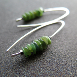 Canadian jade earrings. forest green jade jewelry. natural stone earrings.