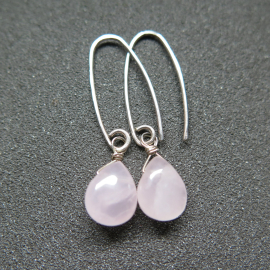rose quartz earrings. pink dangle earrings. made in Canada.